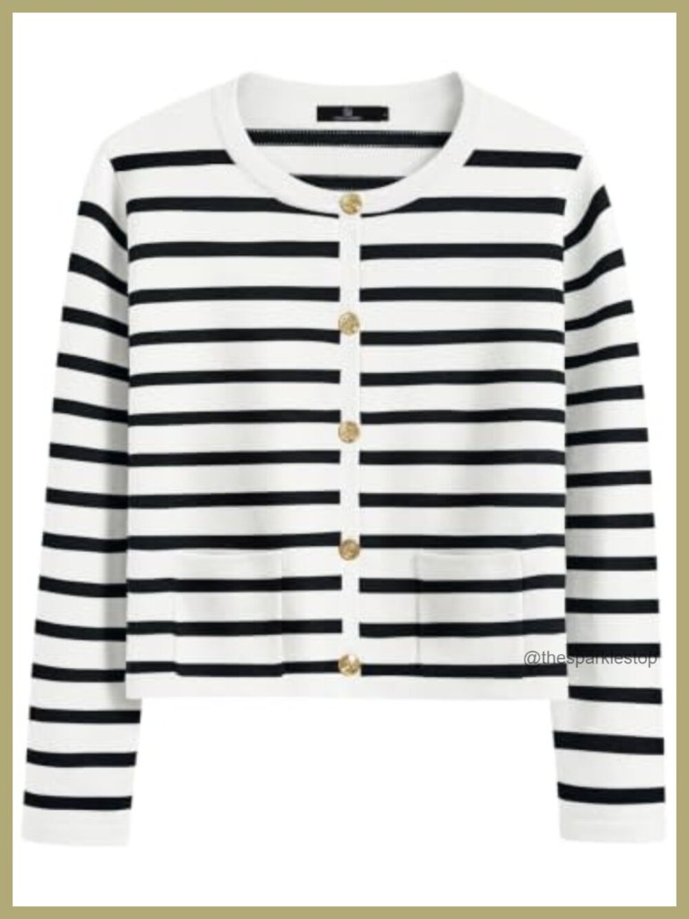 LILLUSORY Women's Lightweight Cardigan Sweater Gold-Tone Button Front Crewneck